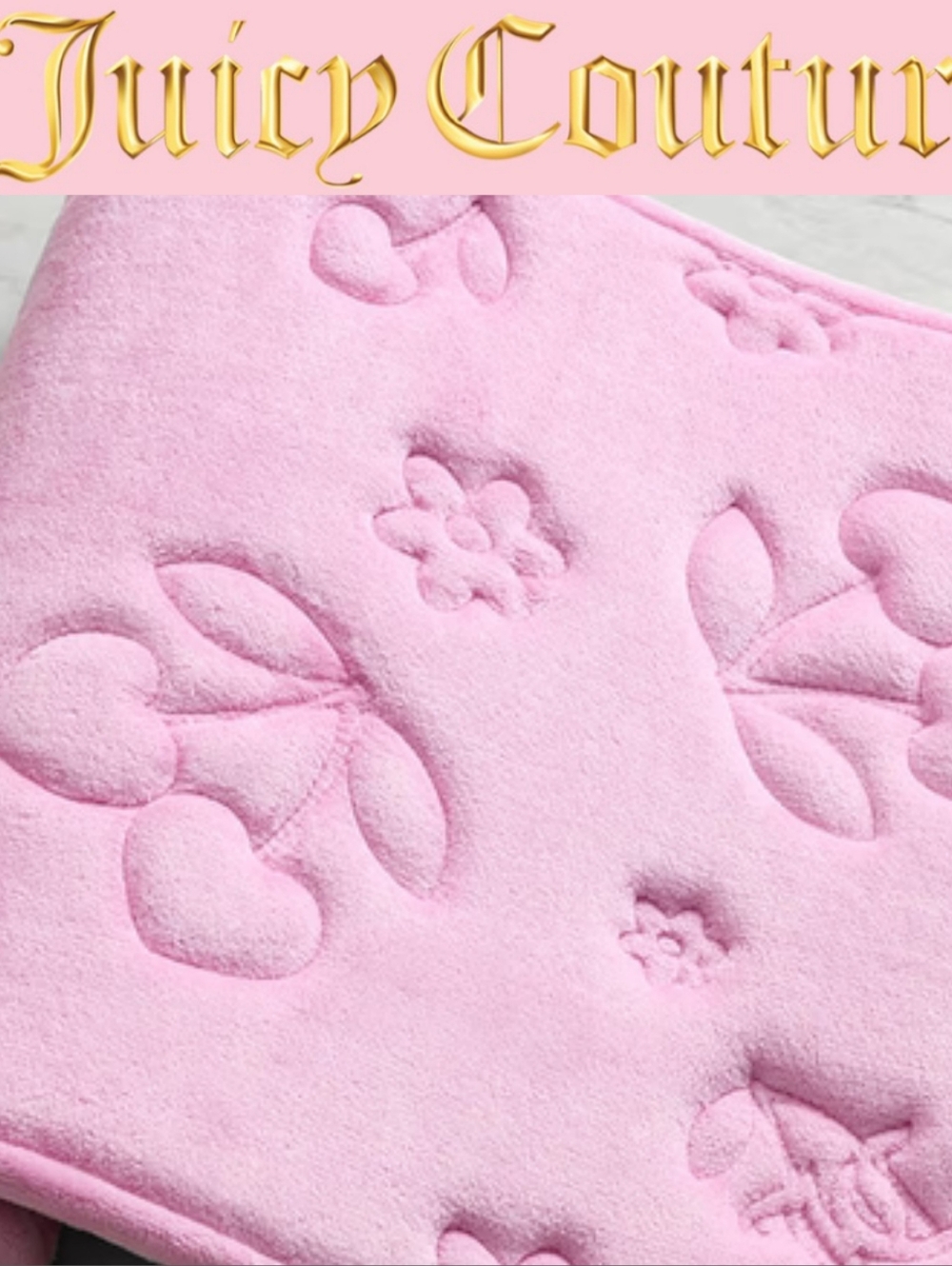 Juicy Couture Home Embossed Logo Cherry & Daisy Plush Memory Foam Bath Rug